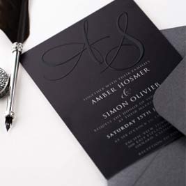 Black on Black UV Printing Wedding Invitation